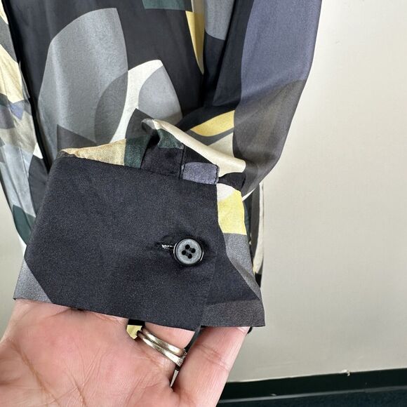 Lafayette 148 Blouse Womens Small Brayden Ornamental Mosaic Silk Button Front - Picture 6 of 13